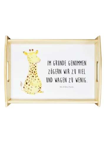Mr. & Mrs. Panda Dekotablett Giraffe Zufrieden mit Spruch in Weiß