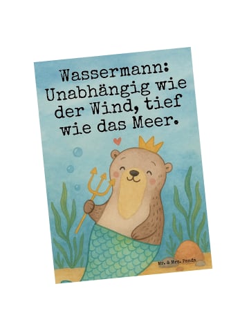 Mr. & Mrs. Panda Postkarte Wassermann Astrologie Design mit Spruch in Weiß