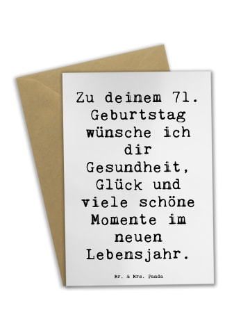 Mr. & Mrs. Panda Klappkarte Spruch 71. Geburtstag mit Spruch in Weiß