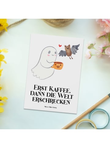 Mr. & Mrs. Panda Grußkarte Gespenst Kaffee mit Spruch in Weiß