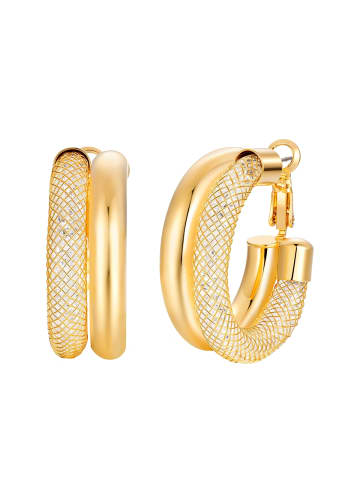 Lulu & Jane Creolen aus Messing mit Glaskristall in gelbgold