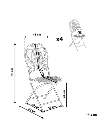 Beliani 4er-Set Gartenstuhl BIVIO in Weiß