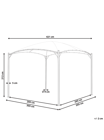 Beliani Garten-Pergola VOMERO in Beige/Schwarz - (W) 305 x (H) 212 x (L) 305 cm