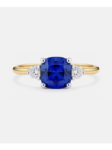 Diamant L'éternel Ring, mit synth. Saphir, 375 Gelbgold