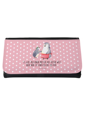 Mr. & Mrs. Panda Damen Portemonnaie Pinguin mit Kind mit Spruch in Rot Pastell