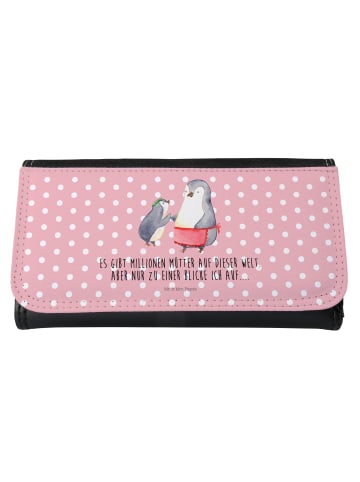 Mr. & Mrs. Panda Portemonnaie Pinguin mit Kind mit Spruch in Rot Pastell