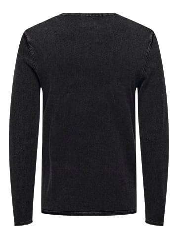 Only&Sons Lässiger Feinstrick Pullover Washed Design Rundhals Sweater in Schwarz