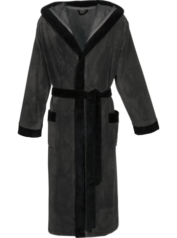 Erwin Müller Velours-Frottier Bademantel mit Kapuze Grafenau in anthrazit