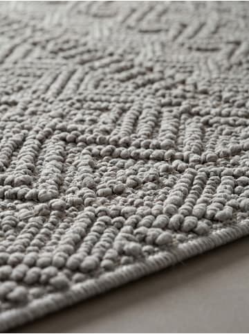 KADIMA DESIGN Flachgewebe-Teppich Ethno Streifen Boho Pflegeleicht in Silber