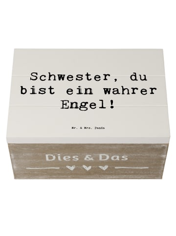 Mr. & Mrs. Panda Holzkiste mit Deckel Spruch Schwester Engel mit... in Weiß