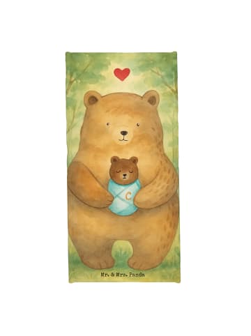 Mr. & Mrs. Panda Badehandtuch Bär Baby Design ohne Spruch in Blau Pastell
