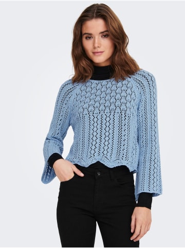 ONLY Eleganter Strickpullover 3/4 Arm Shirt Pointelle Sweater ONLNOLA in Hellblau
