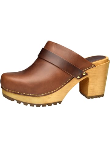 Sanita Comfortwear Clog "Wood-Peleni Chunk Open" in Braun