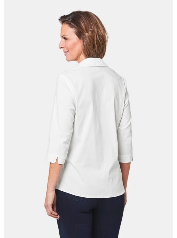 GOLDNER Baumwollbluse mit offenem Hemdkragen in weiß