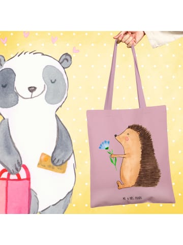 Mr. & Mrs. Panda Tasche Igel Blumen ohne Spruch in Rosa Pastell