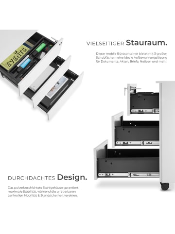tectake Aktenrollschrank, 39 x 45 x 55 cm, aus pulverbesch. Stahl