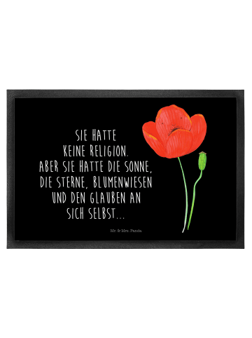 Mr. & Mrs. Panda Sauberlaufteppich Blume Mohnblume mit Spruch in Schwarz