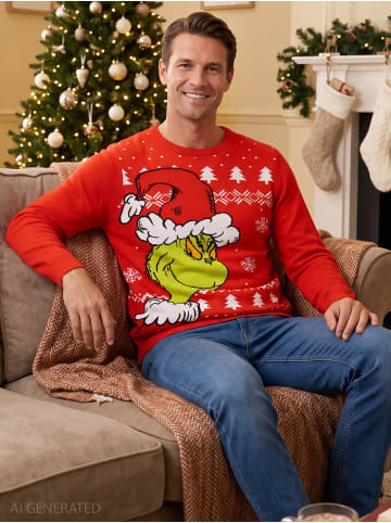 The Grinch The Grinch Weihnachtspullover Strick Pullover Ugly Christmas Sweater in rot