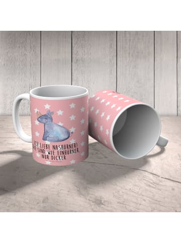 Mr. & Mrs. Panda Kaffeetasse Einhorn Nashorn mit Spruch in Rot Pastell