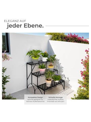 tectake Blumentreppe Michelle 60 x 60 x 60 cm, schwarz