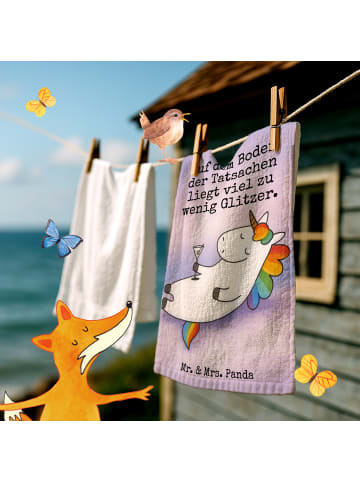 Mr. & Mrs. Panda Gästehandtuch Einhorn Blümchentail Design mit Spruch in Weiß