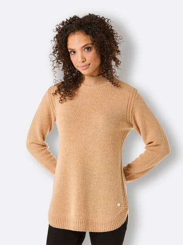 creation L Stehkragenpullover in camel-meliert