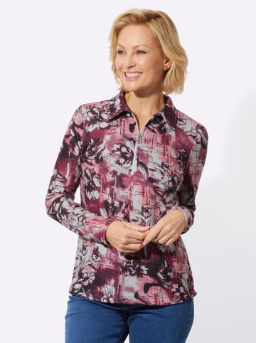 WITT WEIDEN Poloshirt in bordeaux-grau-bedruckt