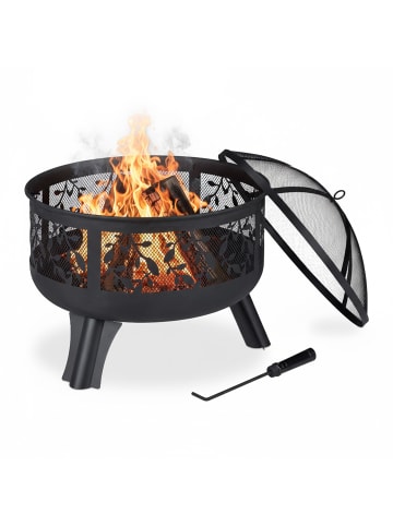 relaxdays Feuerschale in Schwarz - (H)60 x Ø 60 cm