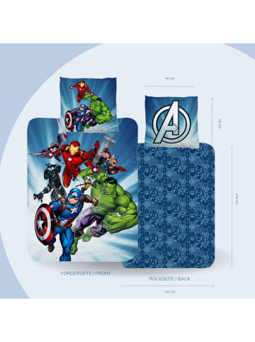 MTOnlinehandel Jungen Bettwäsche-Set Flanell "Marvel's Avengers" in Blau