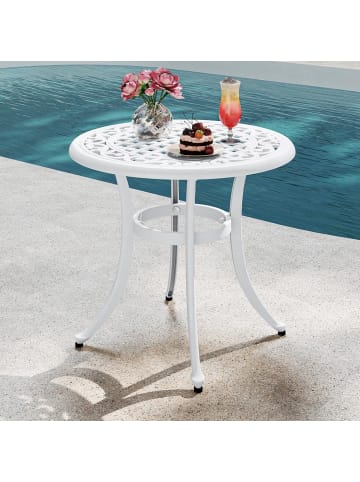 COSTWAY Beistelltisch Aluminiumguss in Weiß