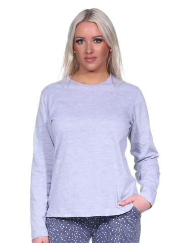 NORMANN langarm Schlafanzug Pyjama Oberteil Shirt Mix & Match - 76878 in Grau