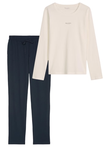Marc O´Polo Bodywear Schlafanzug Cotton in Dunkelblau / creme