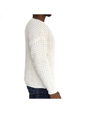 COFI 1453 Casual Herren Strickpullover Rundhals-Ausschnitt in Weiß
