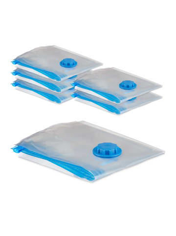 relaxdays 24 x Vakuumbeutel in Transparent/ Blau - 100x80