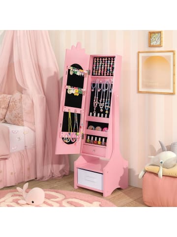 COSTWAY Kinder Schmuckschrank in Rosa