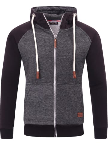 RESLAD Sweatjacke Raglan Meliert in schwarz