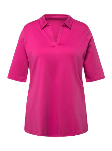 Ulla Popken Poloshirt in fuchsia pink