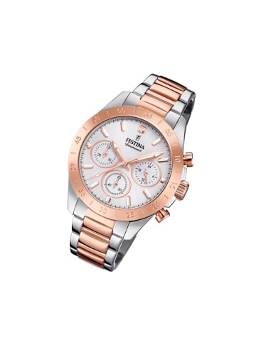 Festina Chronograph-Armbanduhr Festina Boyfriend silber, rosé mittel (ca. 39mm)