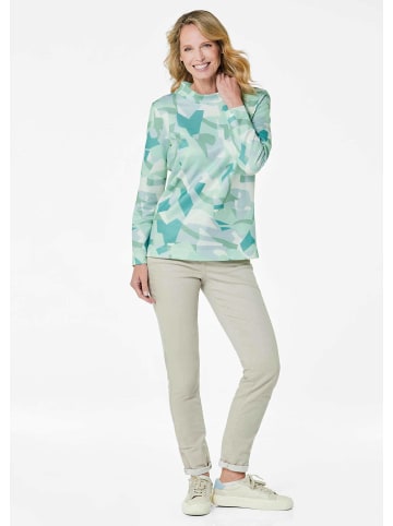 GOLDNER Kurzgröße:  Sweatshirt Sweatshirt in salbei / gemustert