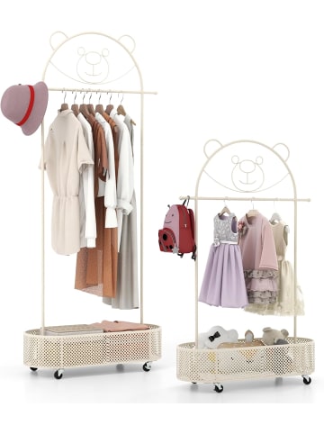COSTWAY Kinder Kleiderständer rollbar 182cm in Beige