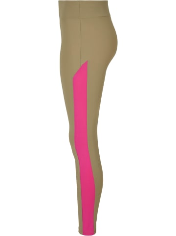 Urban Classics Urban Classics Damen Ladies Color Block Leggings in khaki/brightviolet