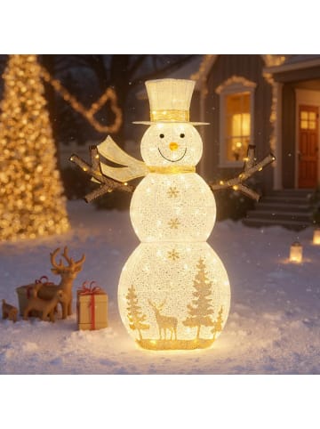 COSTWAY LED Schneemann beleuchtet 141 cm in Weiß