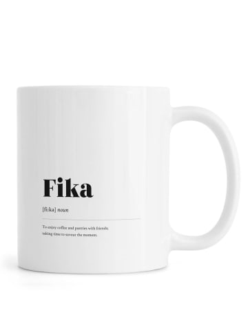 Juniqe Tasse "Fika" in Schwarz & Weiß