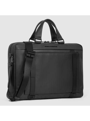 Piquadro David Aktentasche Leder 42 cm Laptopfach in black