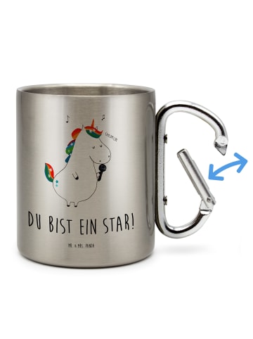 Mr. & Mrs. Panda Teetasse Einhorn Sänger mit Spruch in Silber