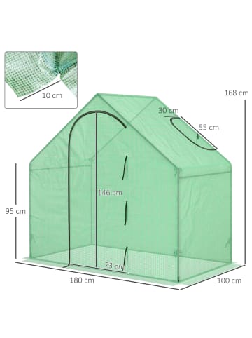 Outsunny Gewächshaus in Grün 180L x 100B x 168H cm