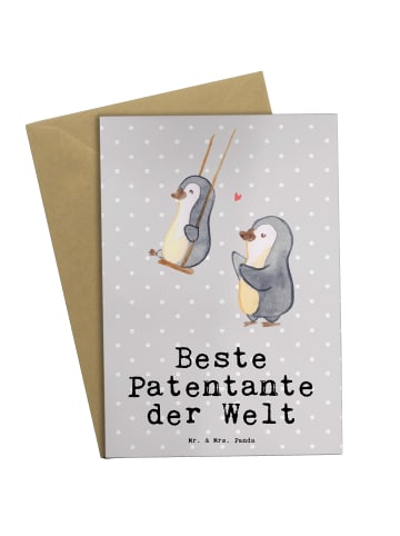 Mr. & Mrs. Panda Grußkarte Pinguin Beste Patentante der Welt mit... in Grau Pastell