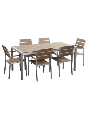 Beliani 7-tlg Gartentisch Set VERNIO in Braun/Silber