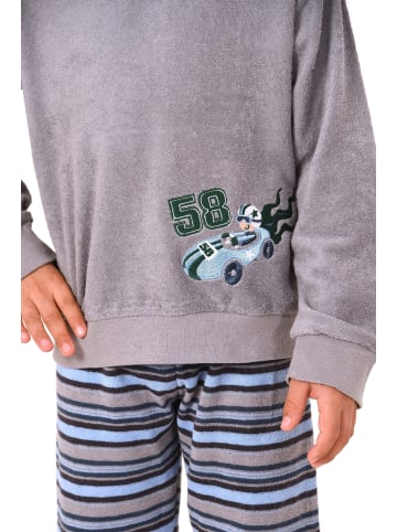 NORMANN Kinder Frottee Pyjama langarm Bündchen - 50776 in grau