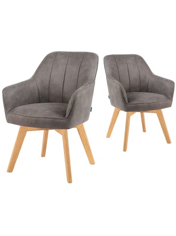 DUBI Möbel 2er-Set: Drehstuhl Mika-Noah in Taupe - (B)60 x (H)87 x  (T)65 cm